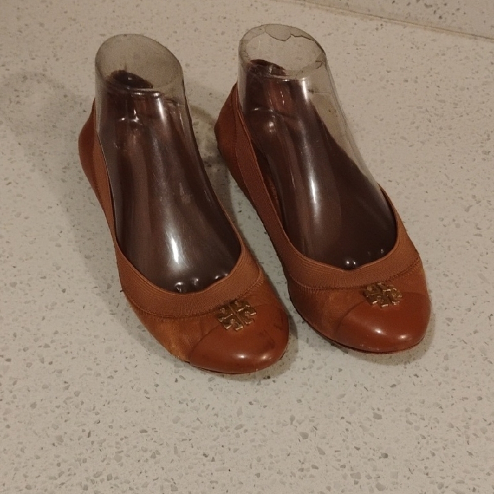 Tory Burch Tan Leather Flats Size 7.5 Women